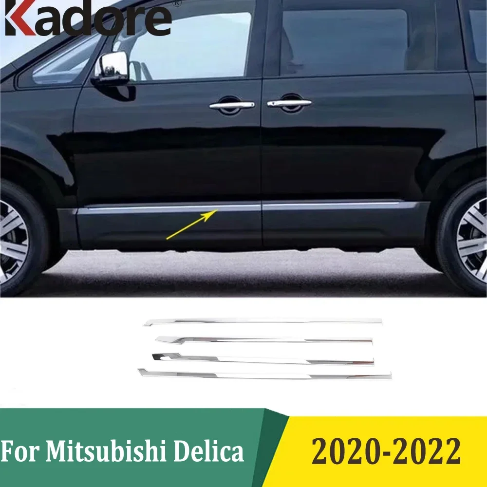 

For Mitsubishi Delica D:5 2020 2021 2022 Chrome Side Door Body Molding Protector Trim Car-styling Exterior Accessories 4pcs