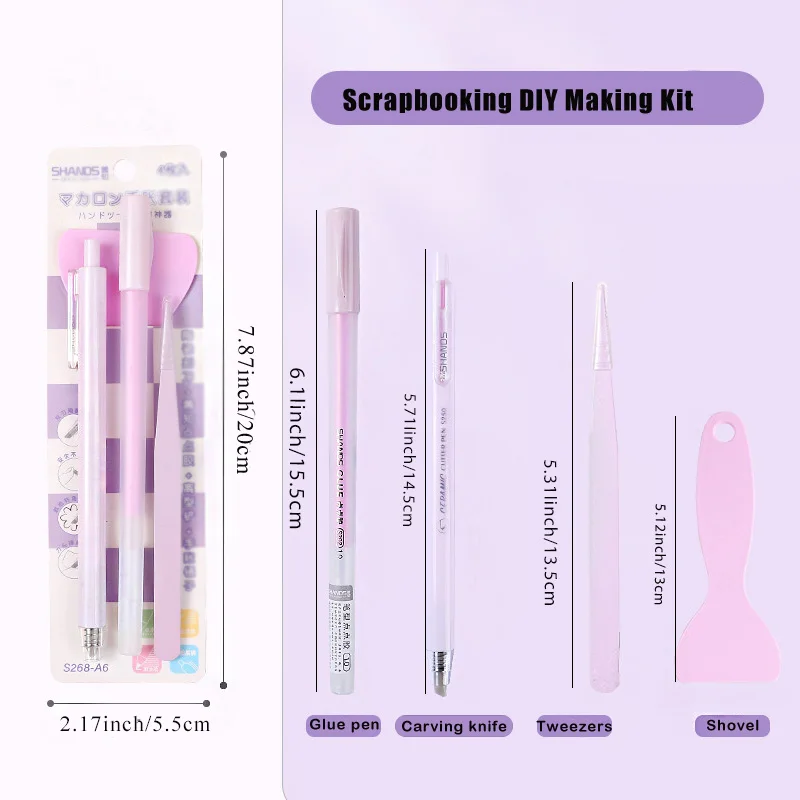 4ชิ้นงานฝีมือที่มีความแม่นยำชุดกล่องเครื่องมืองานฝีมือมีดยูทิลิตี้แหนบพลั่วปากกากาวสำหรับตัดตัวอักษรประกบ
