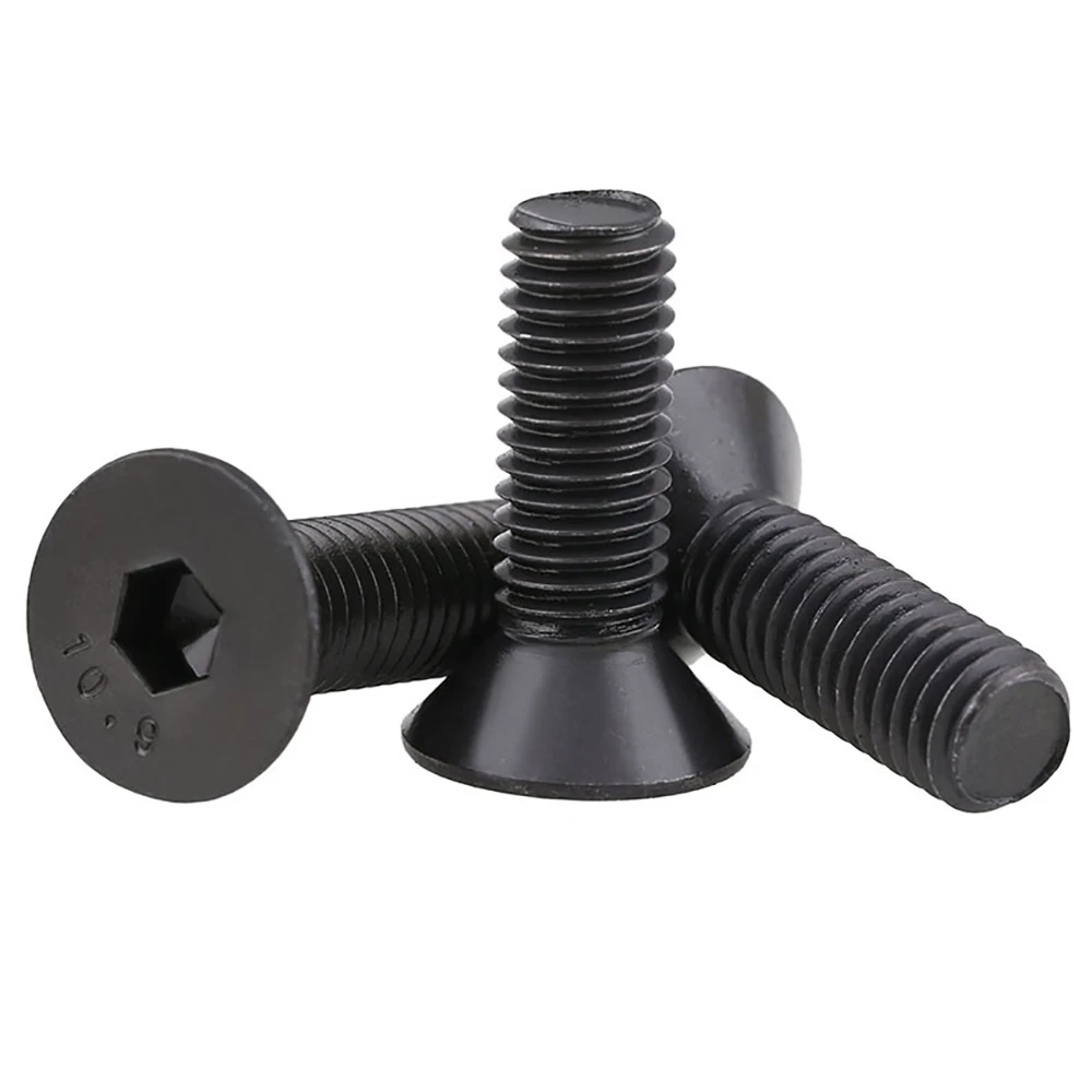 Grade 10.9 Alloy Steel Black Hex Socket Countersunk Head Screws UNC UNF Allen Flat Head Bolts 1/4