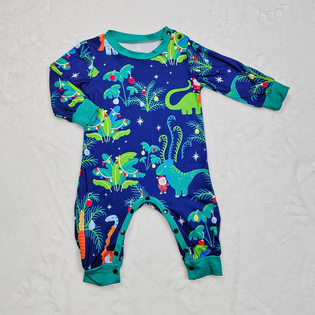 Merry Christmas Set Family Pajamas Mother Father Kid Matching Outfits Clothes Cartoon Dinosaur Print Nightwear Xmas Home Look