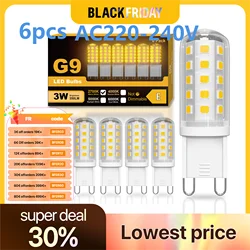 6pcs G9 LED Bulbs AC220V Warm White 2700K Cool White 6000K 3W Replace 40W Halogen Lamp Light Energy Saving Light for Home Useful