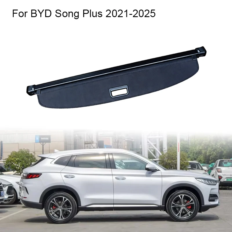 Trunk Curtain Cover Organizer For BYD Song Plus EV DM-i 2021-2025 Rear Rack Partition Shelter Shield Shade Luggage Cargo Storage