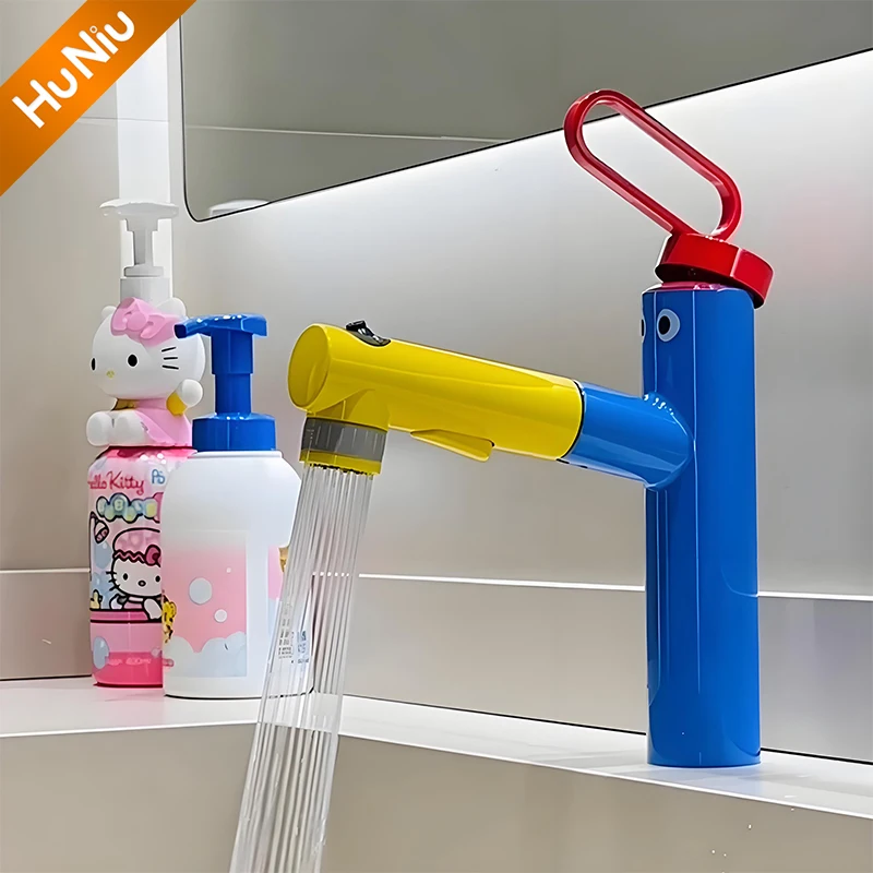 

HuNiu Bathroom Sink Faucet Basin Pull-out Faucet Hot and Cold Water Mixer Water Tap Single Hole For Bathroom Sinks Faucet Taps