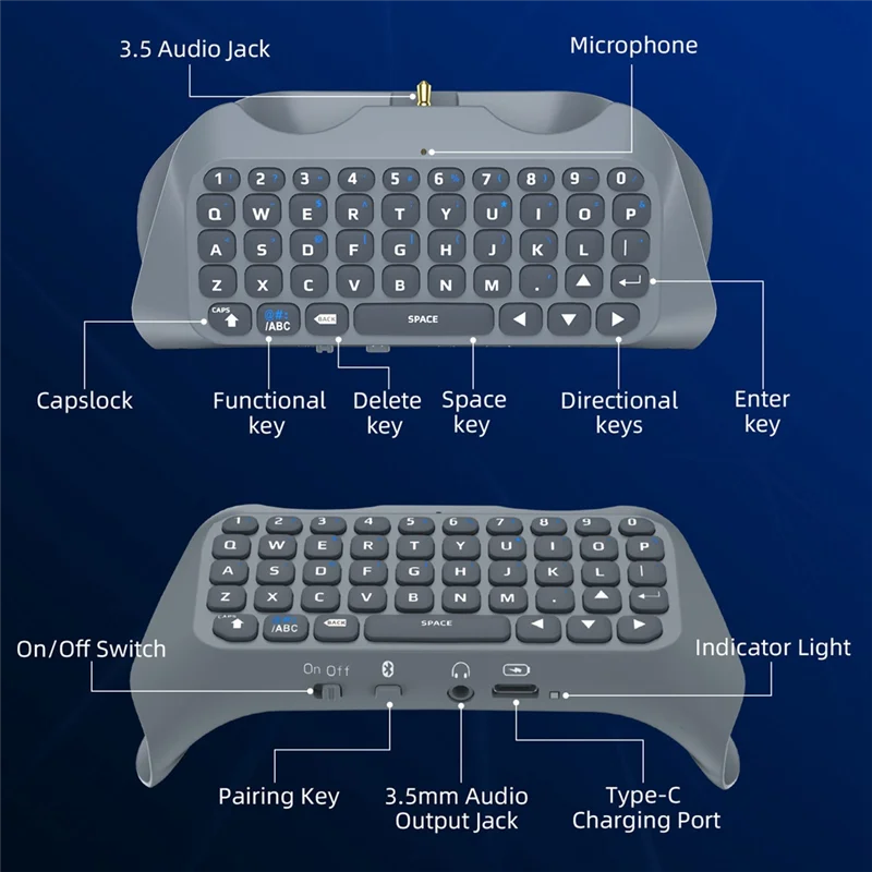 ABGI-For Playstation5 Chatpad ワイヤレスキーボード Bluetooth 外付けキーボード PS5コントローラーハンドル用