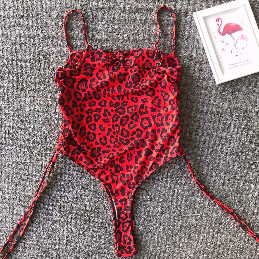 Sexy, mit Schnürung versehener, bauchfreier Monokini-Badeanzug, einteiliger Badeanzug für Damen, Badebekleidung, Damen-Badeanzug mit Leopardenmuster, String-Badehose, Badebekleidung, V1290. – Detail 40
