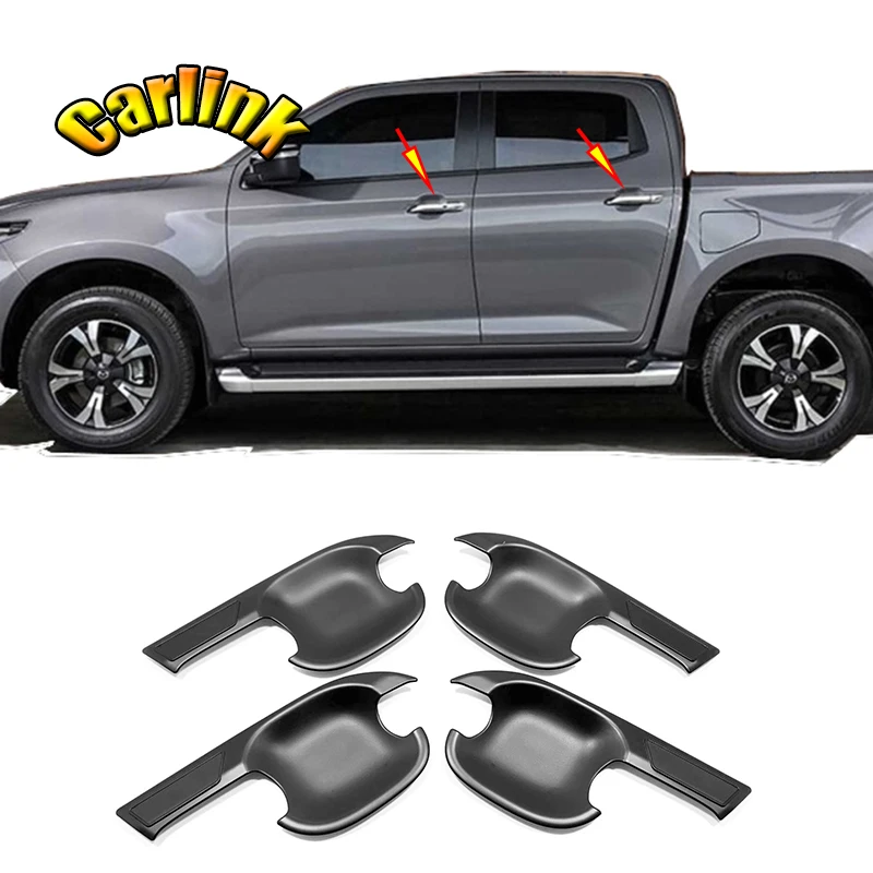 For Mazda BT50 BT-50 4X4 2021 2022 ABS Black Car Trunk Tail Door Handle Rear View Mirror Fuel Tank Cover Decorative Accessories