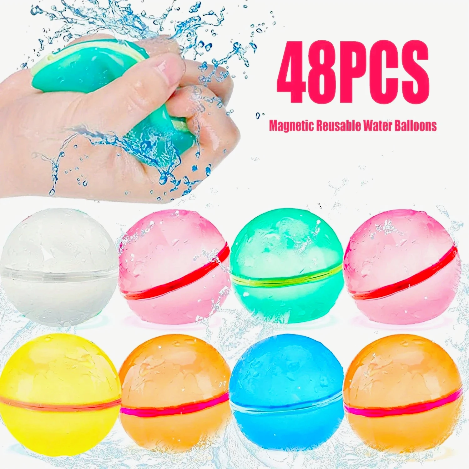 Water Balloon Magnetic Reusable Water Balloons Refillable Quick Fill Self Sealing Water Bomb Splash Balls for Kids Swimming Pool