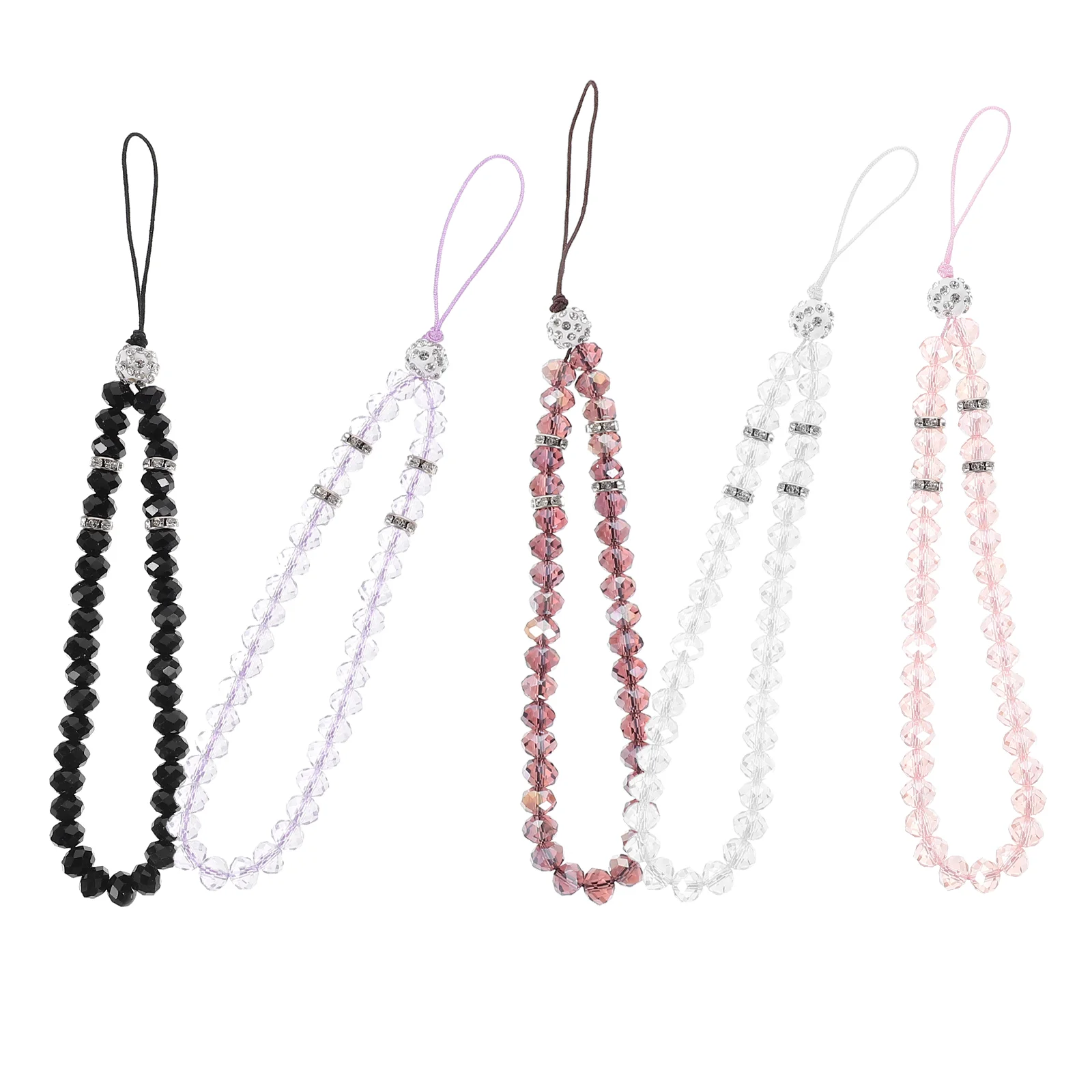 

5 Pcs Mobile Phone Crystal Charm Beaded Charms Bohemian Chain Cellphone Lanyard Strap Decor Accessories Miss