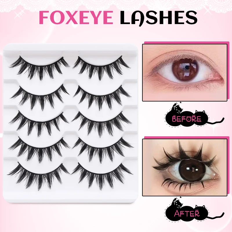 5 Pares de Pestañas Postizas Manga DINGSEN, Look Natural Ojo de Zorro Coreano 6