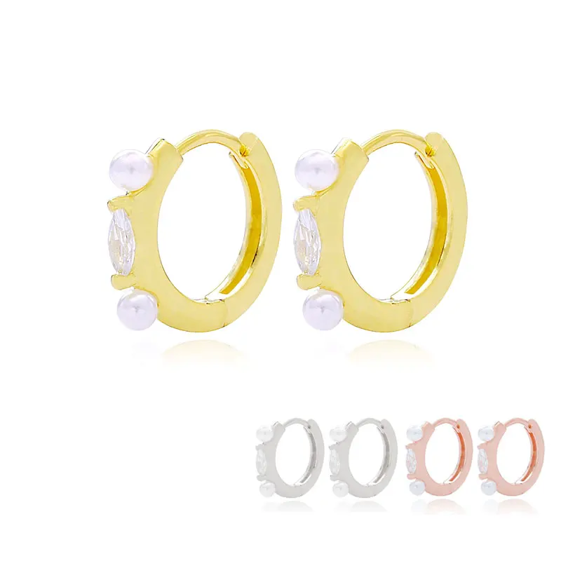 

SHADOWHUNTERS 925 Sterling Silver Romantic Pearl Hoop Earrings Real Gold Plated For Women Luxury Dainty Hoop Earrings For Mother