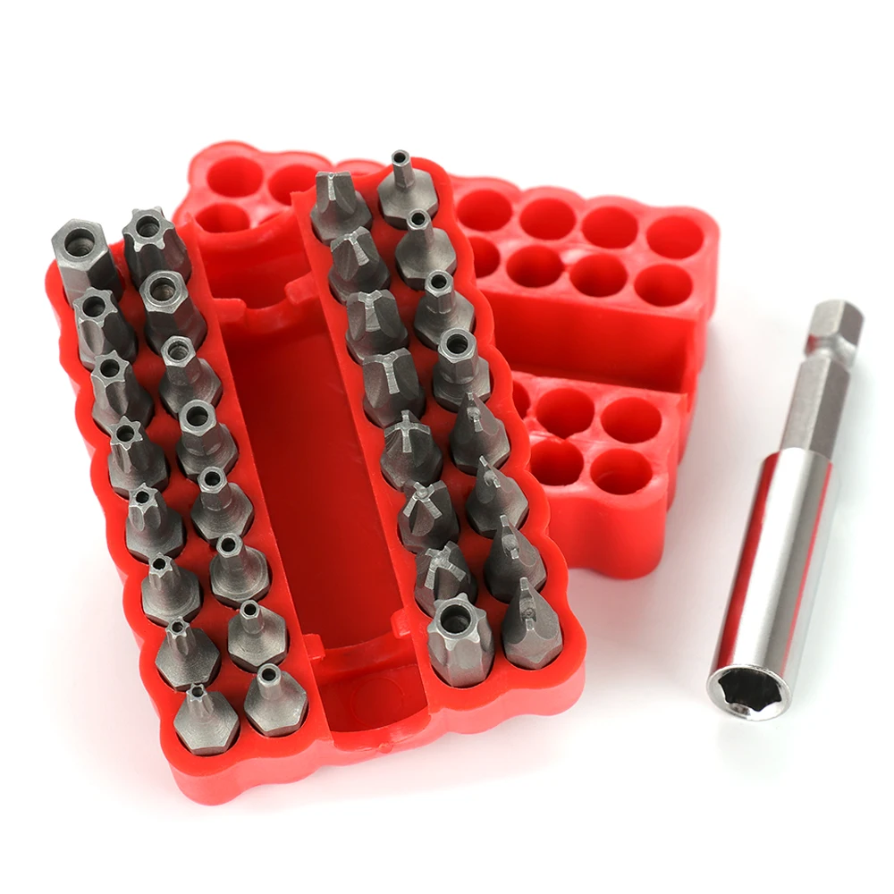 33 stücke Sicherheit Tamper Proof Bit Torx Hex Star Spanner Tri Flügel Spanner Screwdrive Magnetische Bit Halter Schraube Fahrer Bits VEN43T5