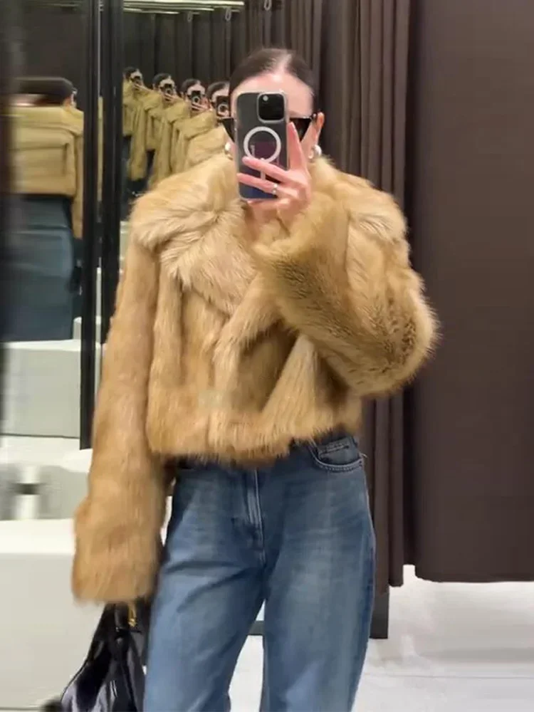 2025 Autunno Inverno Della Signora Della Tuta Sportiva Streetwear Cappotto di Pelliccia delle Donne Dell'annata Solido Grande Gira-Imbottiture Collare Manica Lunga Giacca di Pelliccia Sintetica