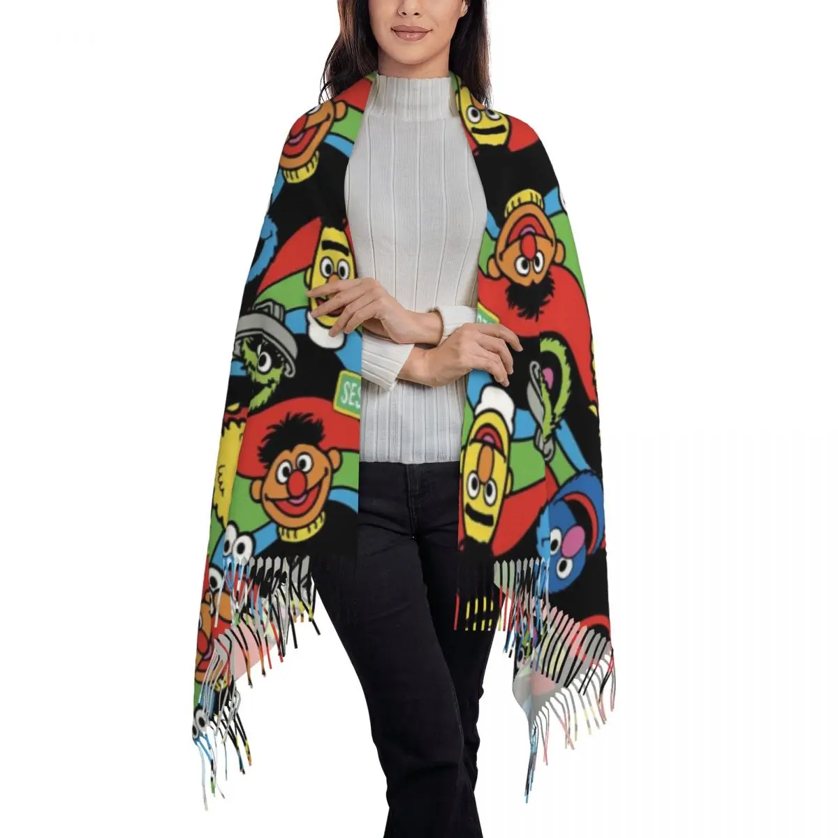 مخصص مطبوعة كوكي الوحش البرامج التلفزيونية وشاح النساء الرجال الشتاء الخريف الدافئة الأوشحة شالات يلتف #3