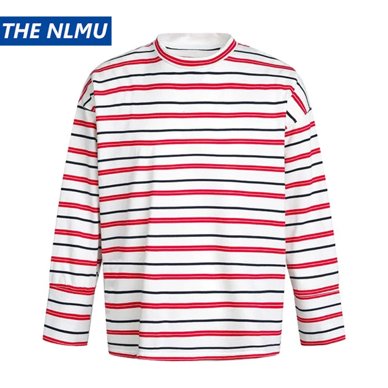 

Vintage Stripe Long Sleeve T-Shirt Unisex High Street Oversized Loose Fit Top Casual Streetwear Tee