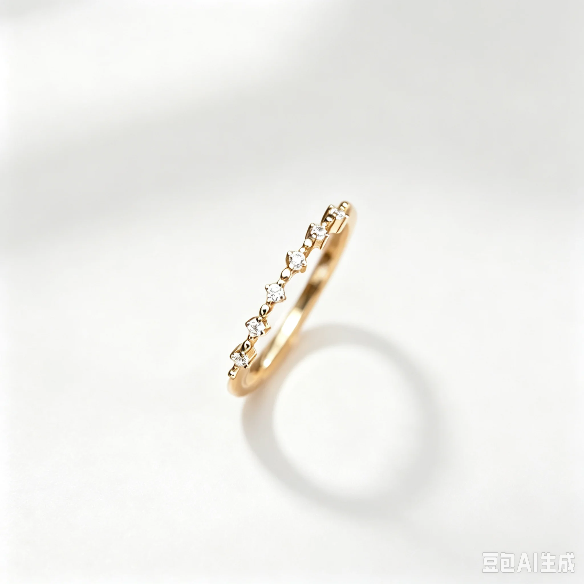 s925スターリングシルバー製、ゴールドメッキ仕上げ、キュービックジルコニアがあしらわれたリング。繊細で重ね付けしやすい細身のデザイン。普段使いに最適なミニマルなジュエリー。彼女へのプレゼントに。