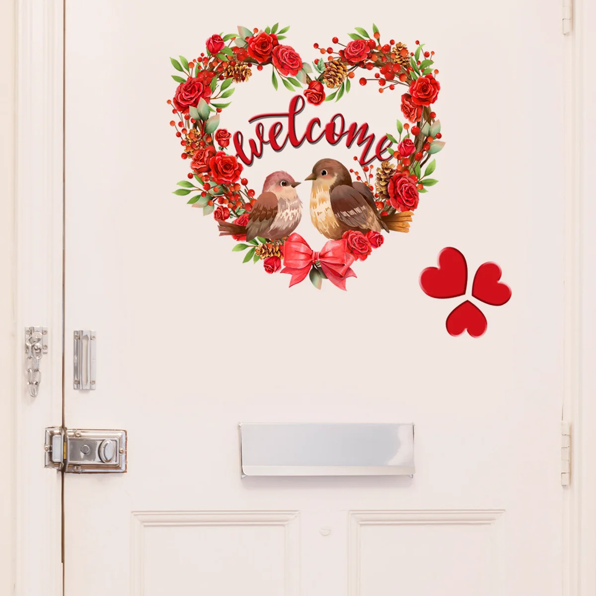 

Valentine Day Red Rose Love Wreath Decorative Door Stickers Living Room Bedroom Background Wall Stickers.