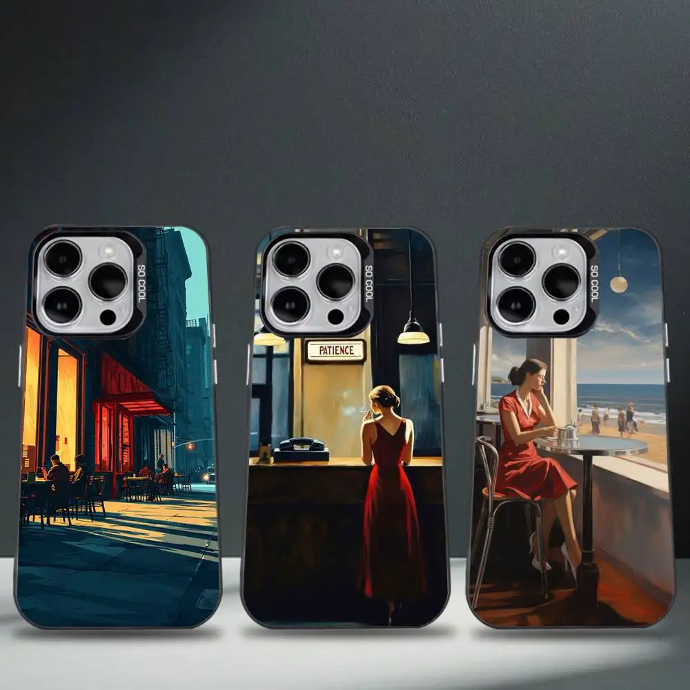 

Edward Hopper Art Phone Case For iPhone 16,15,14,13,12,11,8,7,Pro,Max,Plus,Mini,XS,SE Anti Fall Black Matte Hard