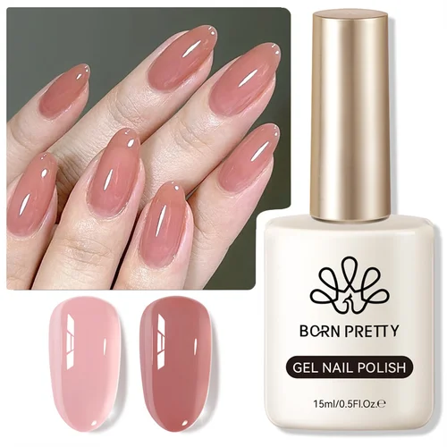 BORN PRETTY 15ml Esmalte de uñas en gel de gelatina desnuda Cristal Natural Desnudo Semipermanente Soak Off Diseño de barniz LED UV
