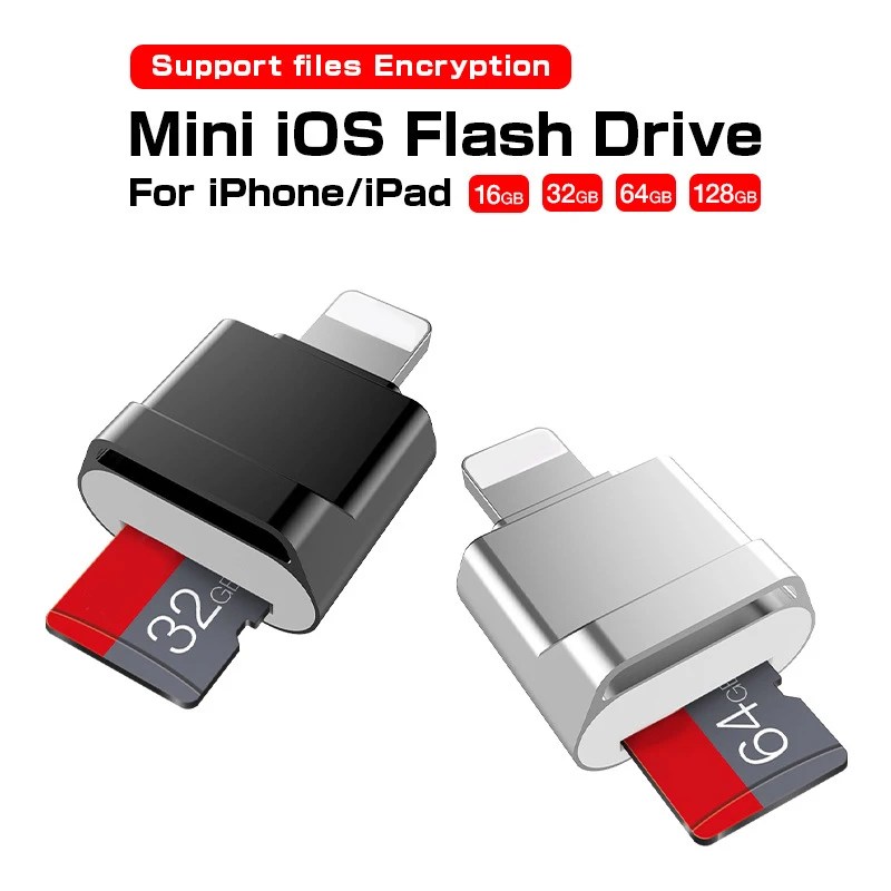 Mini Micro SD TF Card Reader OTG Adapter For iOS 14 13 12 Above System External Memory Card Reader For iPhone 14 13 12 Pro Max