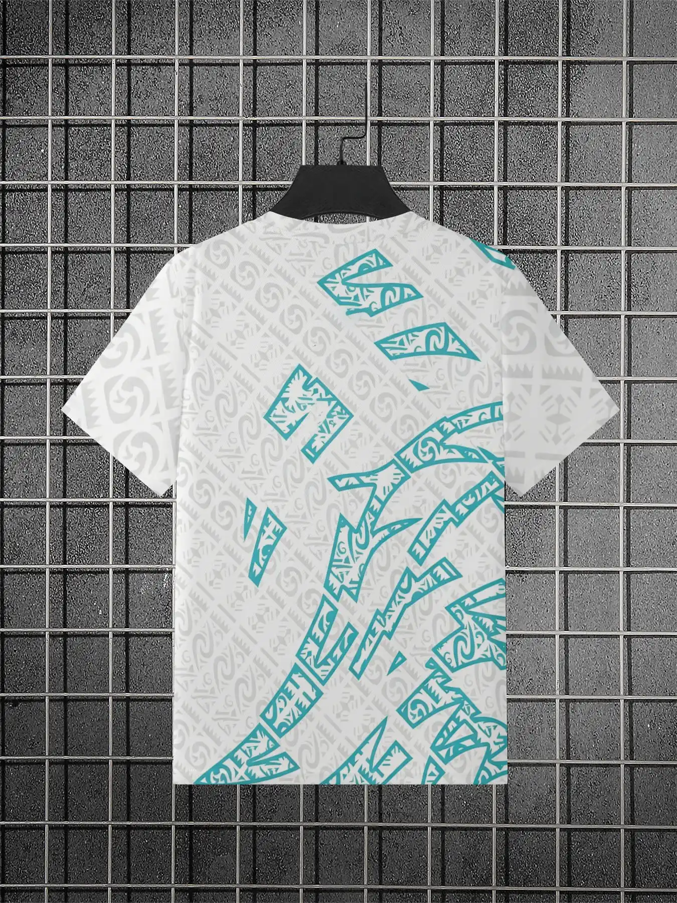 Men Quick Dry T-shirt High Elastic Tribal Geometric Pattern Print Short Sleeve Breathable Crew Neck Tee