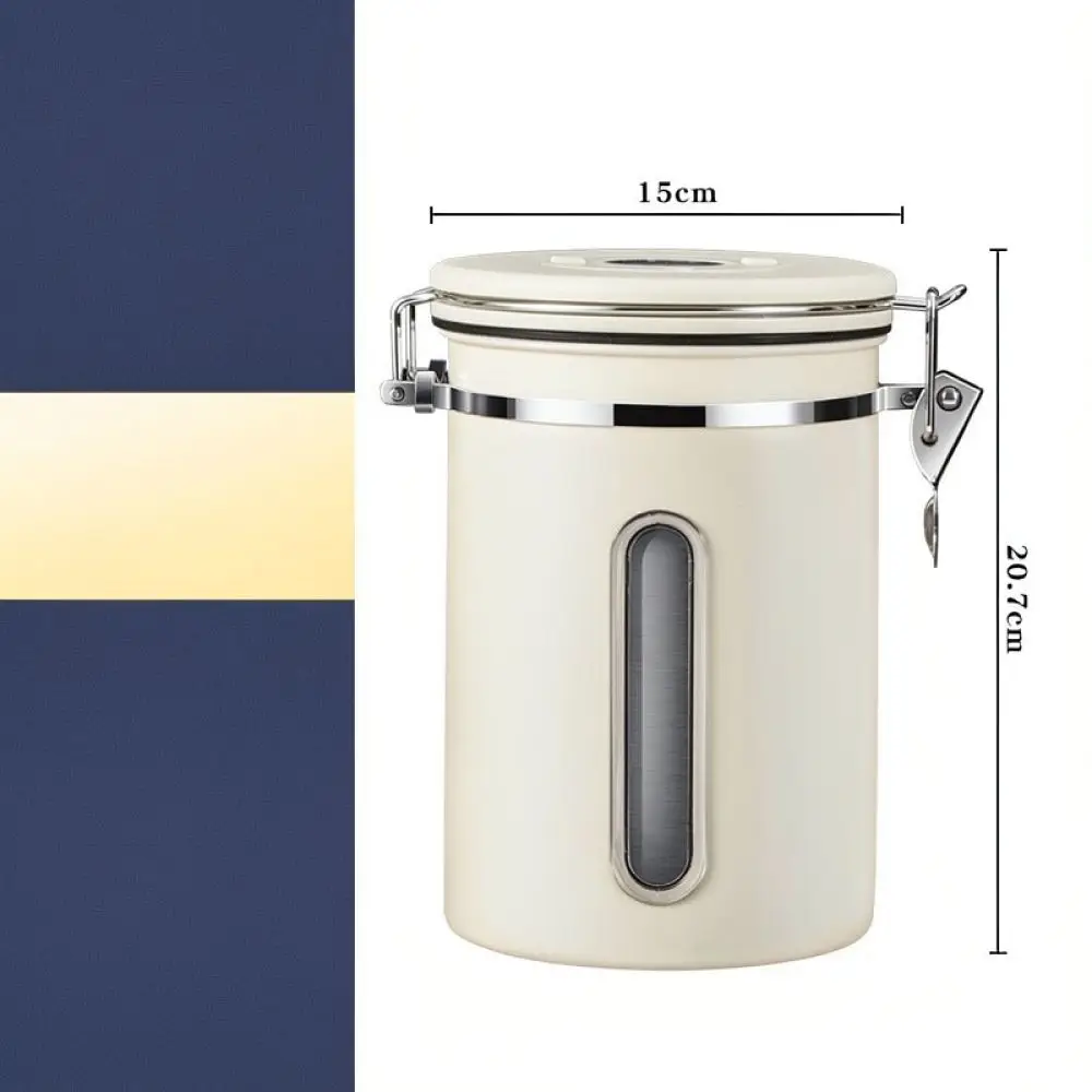 Stainless Steel Coffee Storage Container Sealed Coffee Canister With Viewing Window Fresh Keeping Jar For Espresso Beans