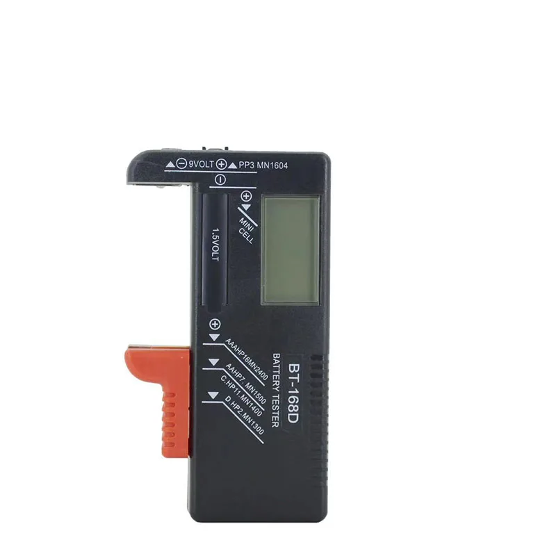 1/3/5pcs BT-168D Battery Tester Universal Digital LCD Tester AA AAA CD 9V 1.5V Button Cell Voltage Battery Voltage Tester A6
