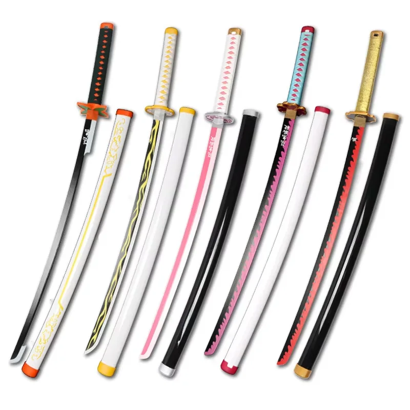 Miecz Demon Slayer Katana 80cm/31.5 cala Bambusowy Miecz Zabawka Miecz Zenitsu Kyoujurou Tanjirou Prezent Uchwyt na Miecz i Pas Rekwizyty na Halloween