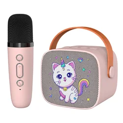 Mini sprzęt do Karaoke kot kreskówkowy przenośny głośnik Bluetooth z mikrofonem do domu rodzina KTV Party Kid Singing Player