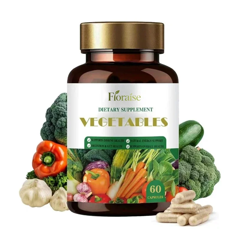 Vegetable Supplements, Women's and Men's Full Vegetable Capsules, 60 Vegetarian Capsules Containing Aloe Vera and Cherries