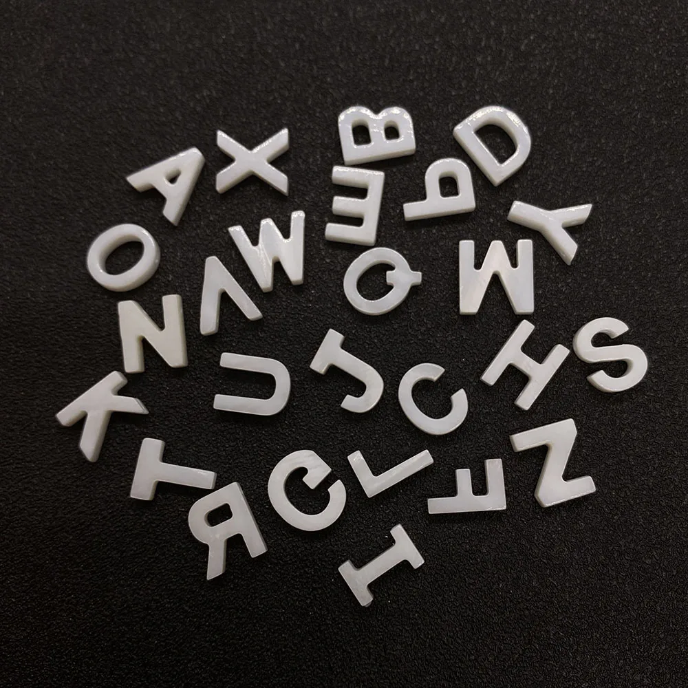 

10 Pcs Natural Freshwater Shell 26 Capital Letters Beads Irregular White Shell Transverse Hole Loose Bead DIY Jewelry Accessory