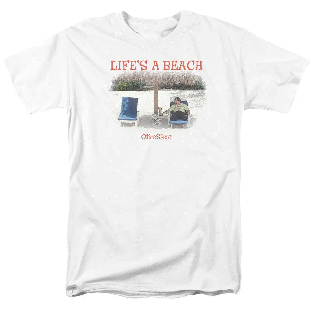 Office Space Lifes A Beach T Shirt Mens Licensed Comedy Movie Milton White