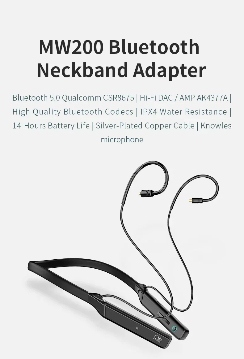 Mw200 Me80 Mw200 conjunto inalámbrico adaptador de banda para el cuello HI-RES Audio HiFi auricular Ak4377a DAC Chip LDAC IRB AptX