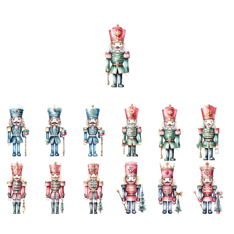 12 pezzi di schiaccianoci in legno soldato ciondolo in legno artigianale albero di Natale ornamento appeso decorazione natalizia per la casa regalo di Capodanno