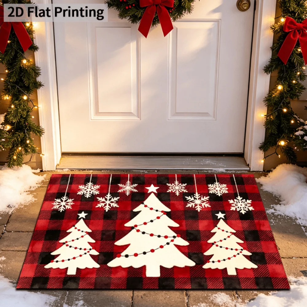 Pink Nutcracker Welcome Rug Plaid Border Winter Area Rug Holiday Doormat Bedroom Cloakroom Dressing Room Home Floor Mat