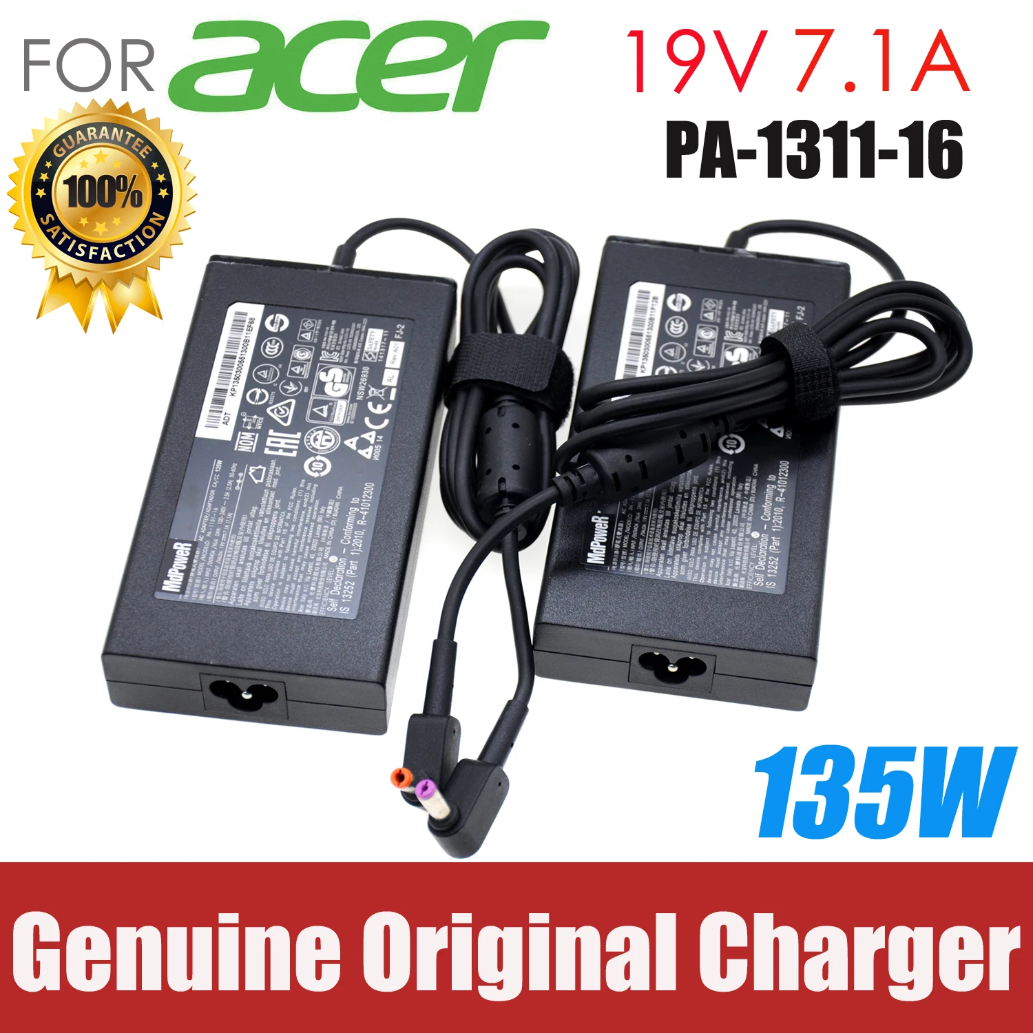 Adaptador de CA para portátil ACER, cargador Original de 19V, 7.1A, 135W, Aspire V17, Nitro 5, np515-51, pa-1131-16, VX5, VX15, VN7-591G T