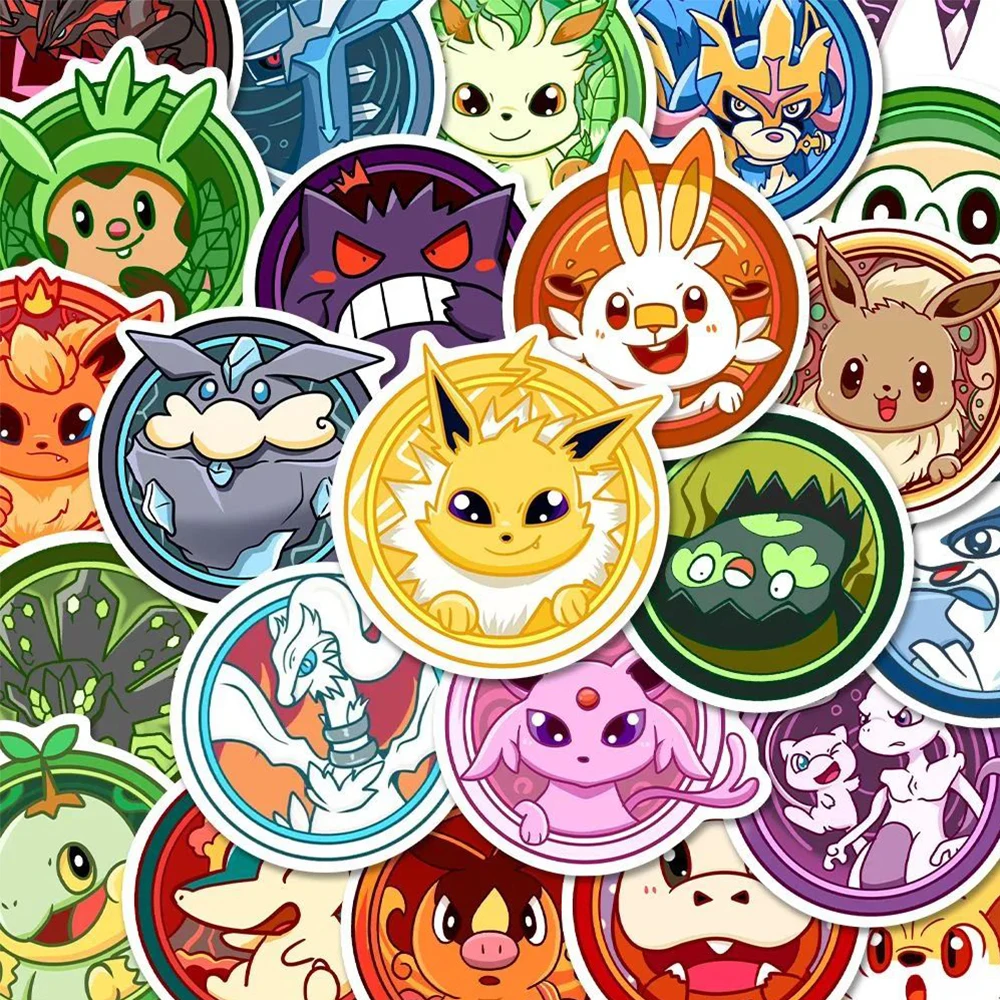 10/30/63pcs Pokemon Anime Pikachu Eevee Avatar Stickers Cartoon Graffiti Decals Phone Skateboard Scrapbook Kids Cool Sticker Toy