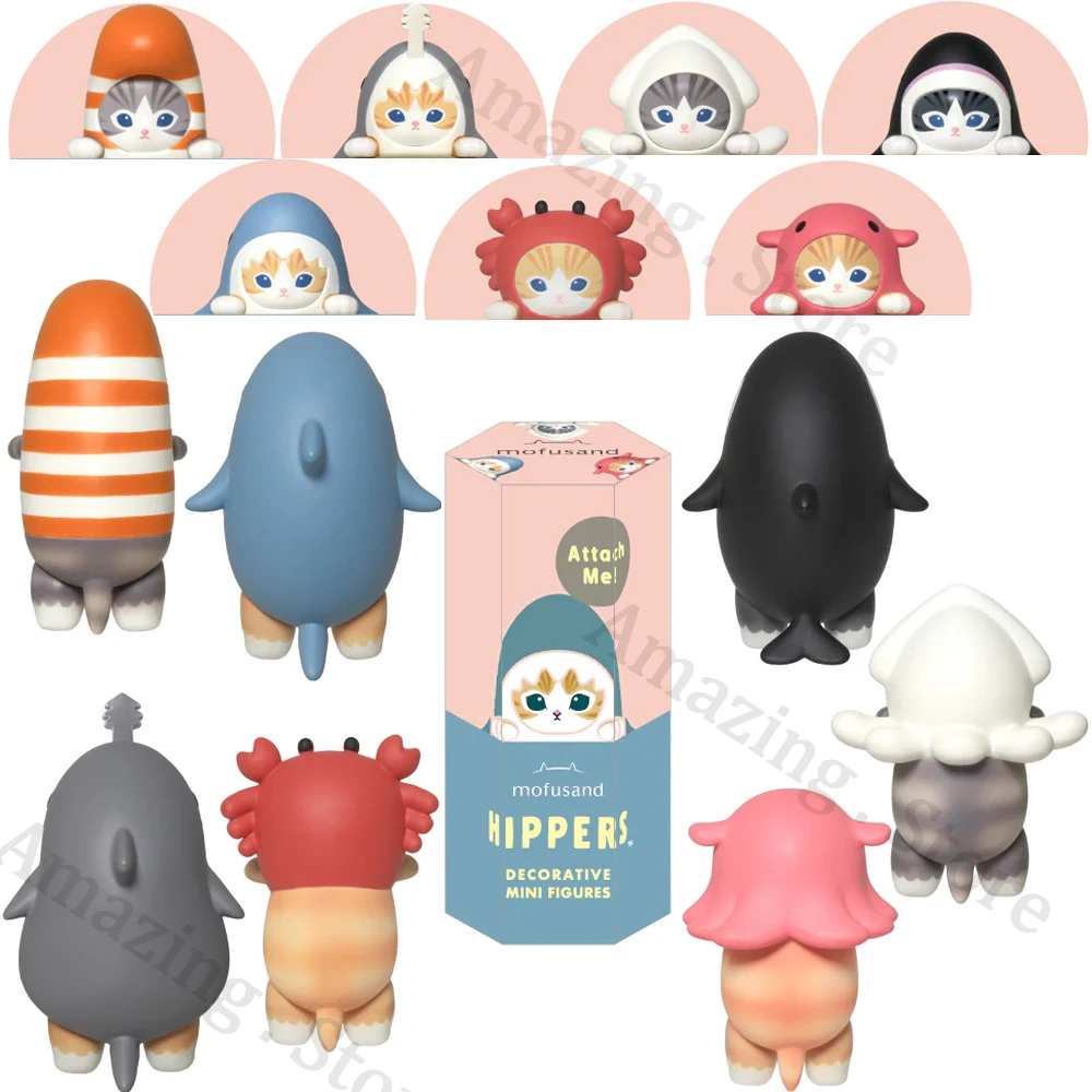 Sonny Angel Hippers Mini Figure Mystery Box Squid Meow Toys Cats Doll Gift Decorative Blind Box Shark Crab Orca Meow Collection