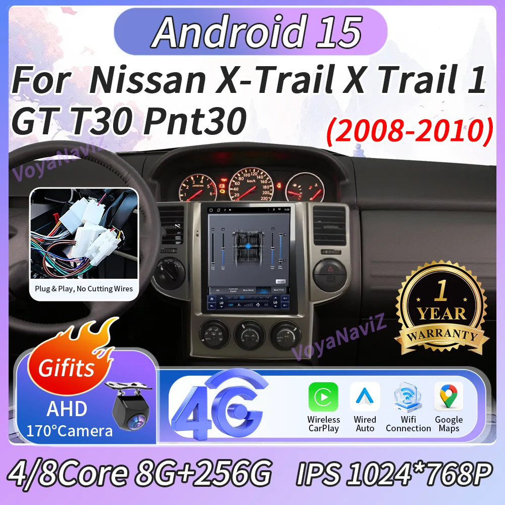 Android 15 Wireless Carplay For Nissan X-Trail X Trail 1 GT T30 Pnt30 2008-2010 Car Multimedia Player GPS Navigation Autoradio