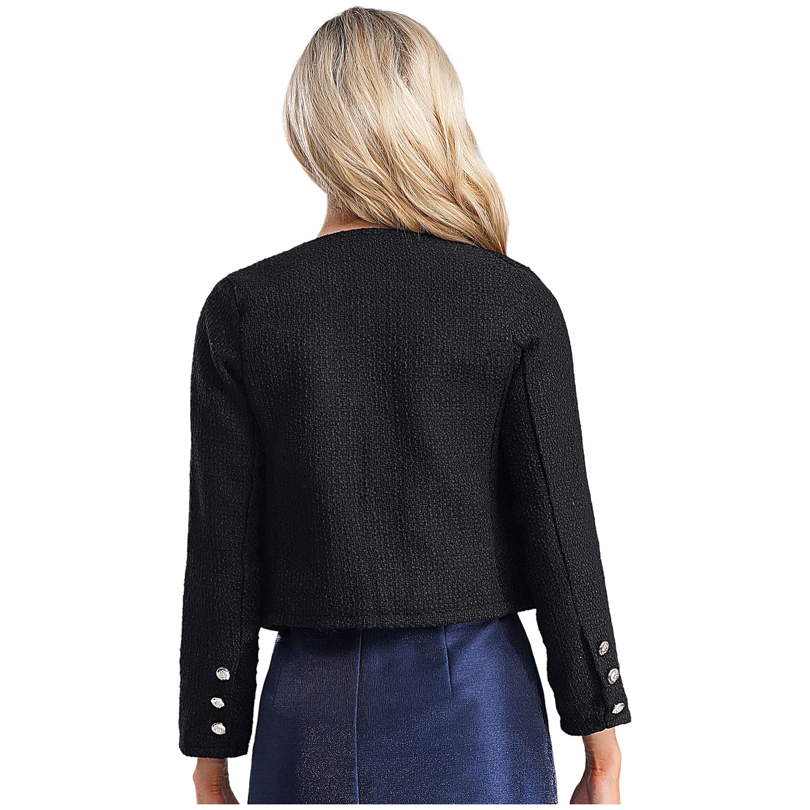 Women Fashion Jacket Long Sleeve Cropped Jackets OL Lady Coat for Work Office Elegant Wedding Party Evening Shrug Outerwear