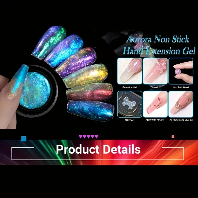 Doolingdai 10ml Aurora Non-Stick Solid Extension Nail Gel 6Colors Set Carving 3D Effect UV LED Hard Gel Rhinestone Glue Manicure view 5