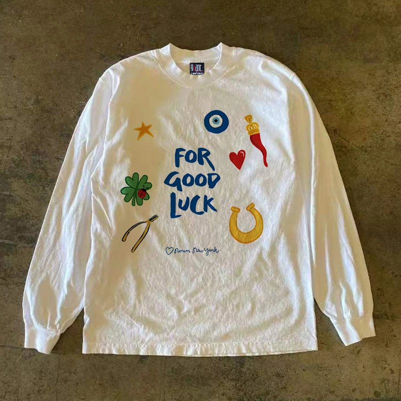 

Heavyweight 300g Pure Cotton Long Sve Top Versatile Hip Hop High Street Design for All Seasons Faionable Streetwear