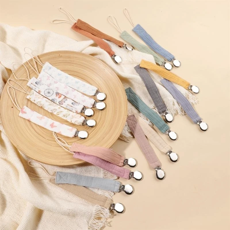 M76C 6Pcs Baby Schnuller Clip Baumwolle Beißring Schnuller Strap Baby Dummy Clip Baby Schnuller Halter Schnuller Kette Baby