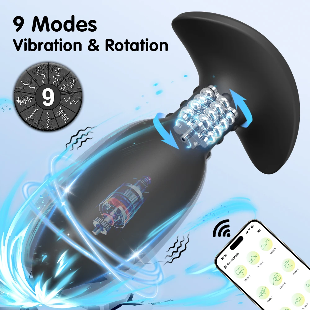 360° Rotation Cock Ring Penis Ring Vibrator Sex Toys for Men Male Prostate Massager Taint Stimulator Bullet Anal Plug Butt Plug