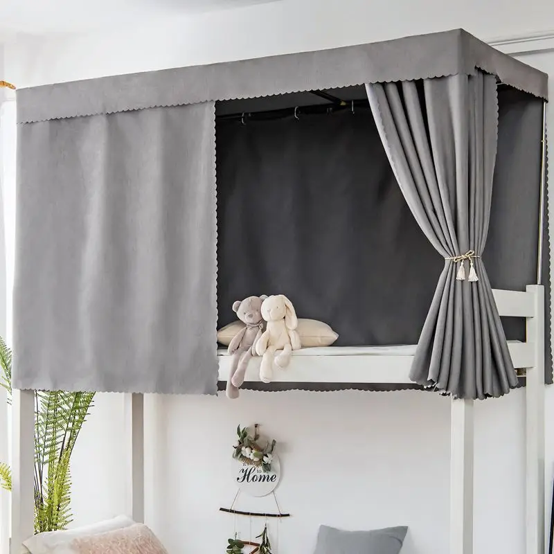 Thickened Cotton and Linen Bed Curtain for College Students, Strong Shading, Under the Monochromatic Mosquito Net