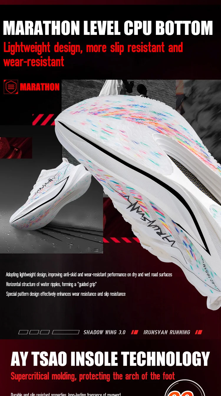 IRUNSVAN 2025 Shadow Wing 3.0 Full Palm T800 Carbon Board Running Shoes Breathable and Durable Sports Shoes for Men and Women