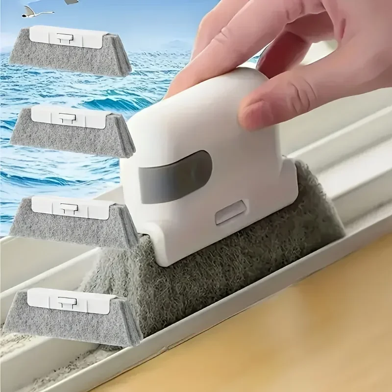 مجموعة فرش تنظيف المسار مكونة من قطعة واحدة مع 4 رؤوس فرشاة بديلة - تتميز بمقبض مريح للتنظيف العميق والفجوات الضيقة