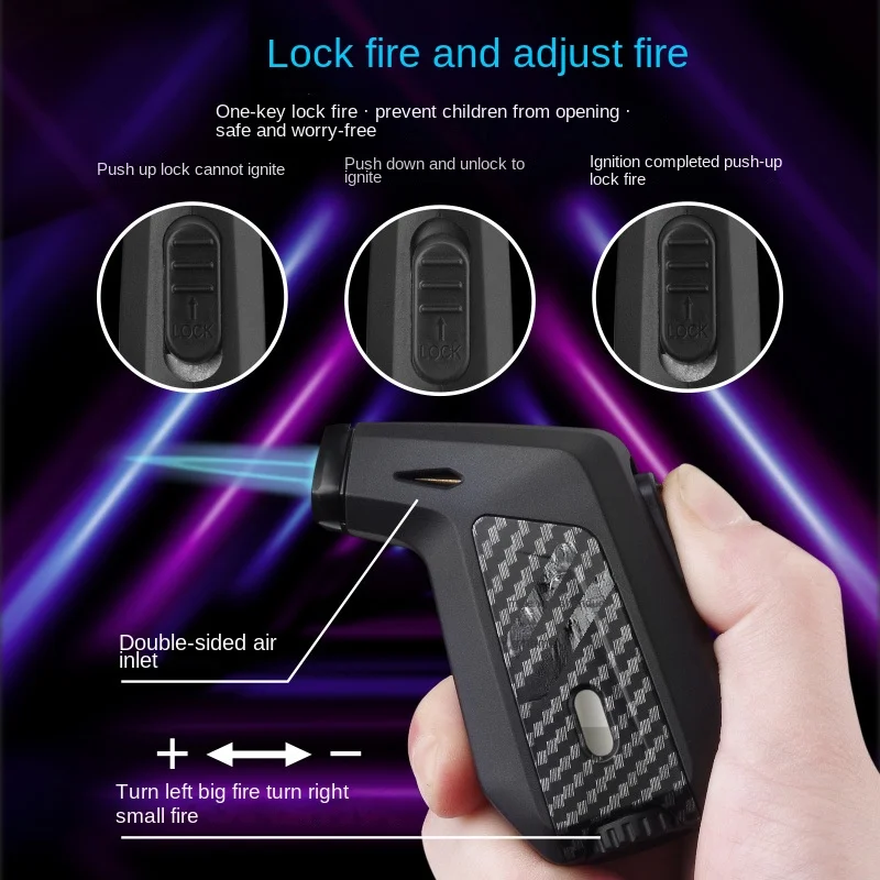 Unusual Gas Lighter Torch Jet Blue Flame Smoking Accessories Windproof Turbo Portable Pipe Cigar Lighter Gadgets for Men