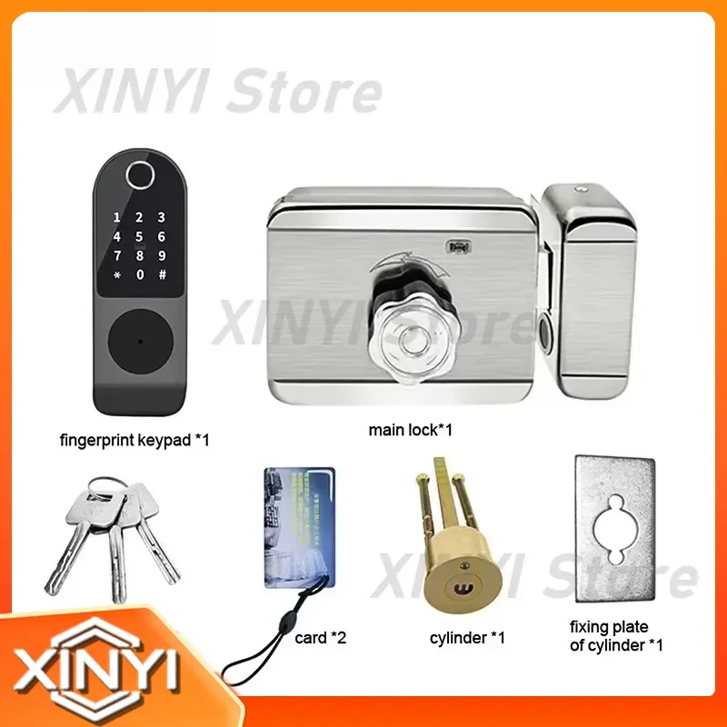 for Tuoya Waterproof Smart Wifi App Control Electric Fingerprint Rim Door Lock Intelligent Life Security Entry System