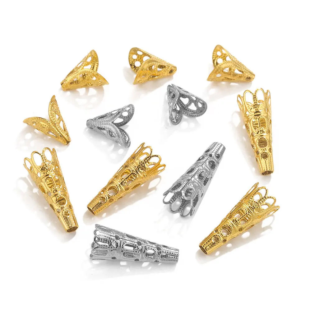 20 Stück/Lot Schmuckzubehör Edelstahl-Perlenkappen Antike Charms Blumenförmiger Anhänger für Schmuckherstellung DIY Ohrringe Halskette