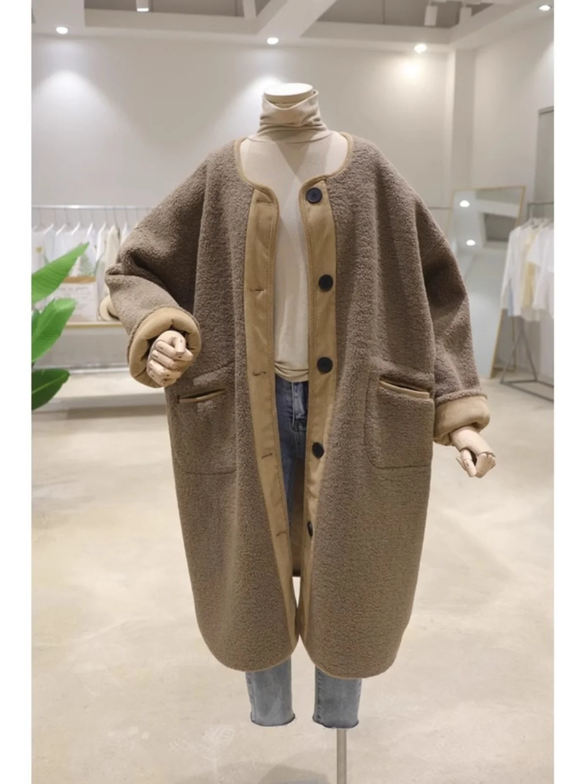 

Корейский женский кардиган с одной пуговицей, однотонный длинный све, открытый кардиган средней длины, модное пальто для поездок на работу